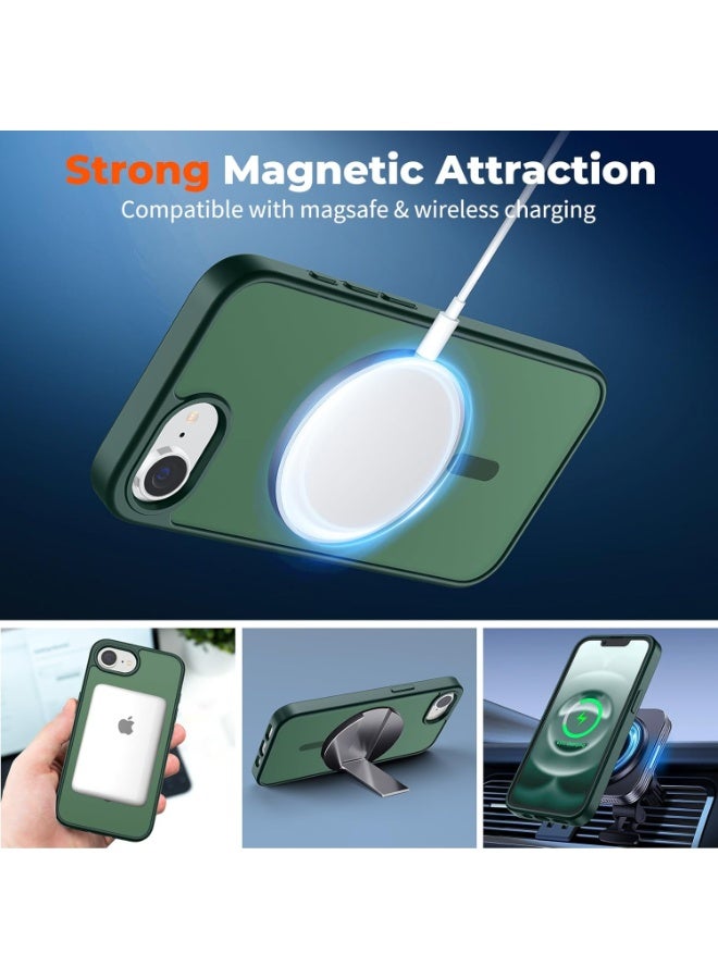 Magnetic for iPhone 16e Case, [Compatible with MagSafe] [10 FT Military Grade Drop Protection] Slim Translucent Matte Shockproof Anti-Scratch Phone Case, (Green) - Image 4