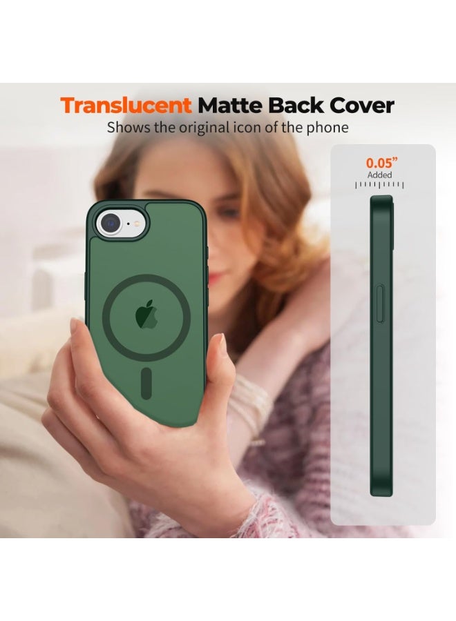 Magnetic for iPhone 16e Case, [Compatible with MagSafe] [10 FT Military Grade Drop Protection] Slim Translucent Matte Shockproof Anti-Scratch Phone Case, (Green) - Image 3