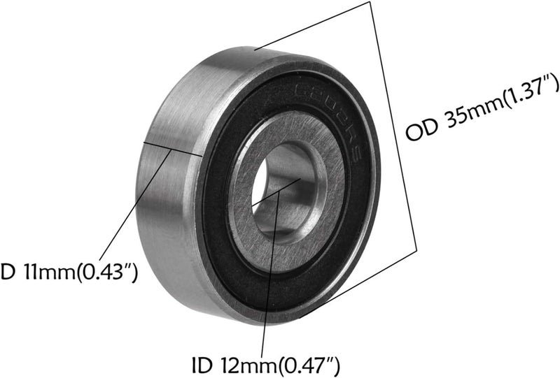 TDPRO Pair 6202 RS Ball Bearings with Rear Spacers Bushes Sleeves for 15mm to 12mm Dirt Pit Bike Wheel Axle (Rear Spacer) - Image 3