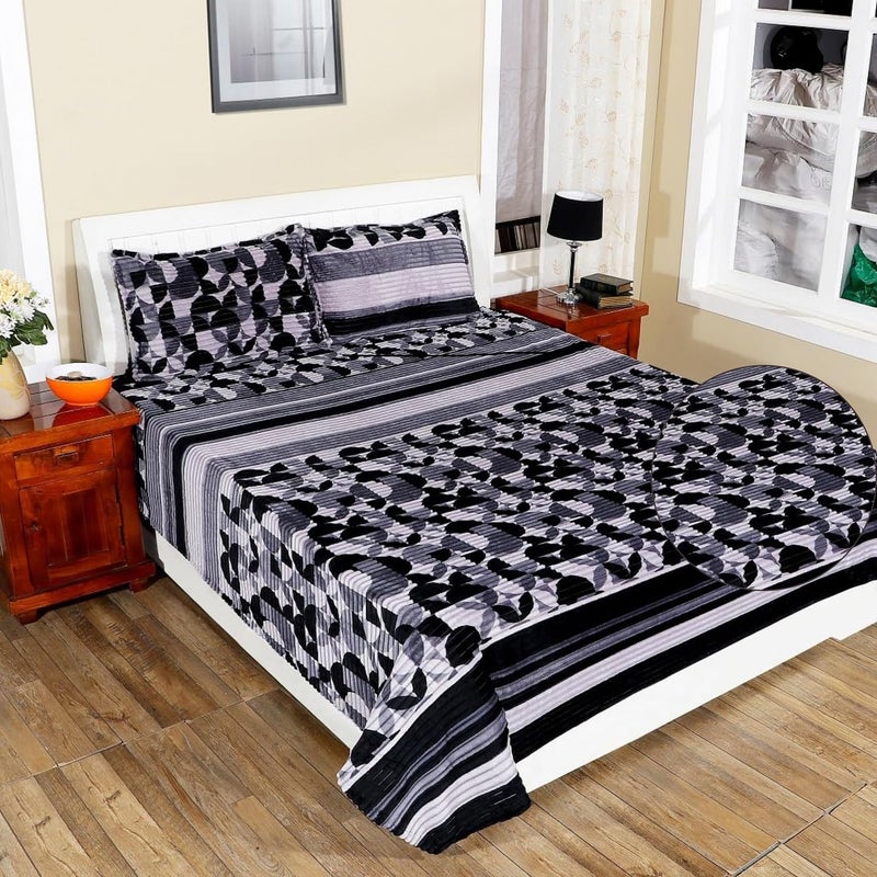 RD TREND® Warm Bedsheet for Winter – Flannel Bedsheet Soft & Cozy | Winter Bedsheet for Double Bed (90x100 inches) with 2 Matching Pillow Covers (Black Circle) - Image 5