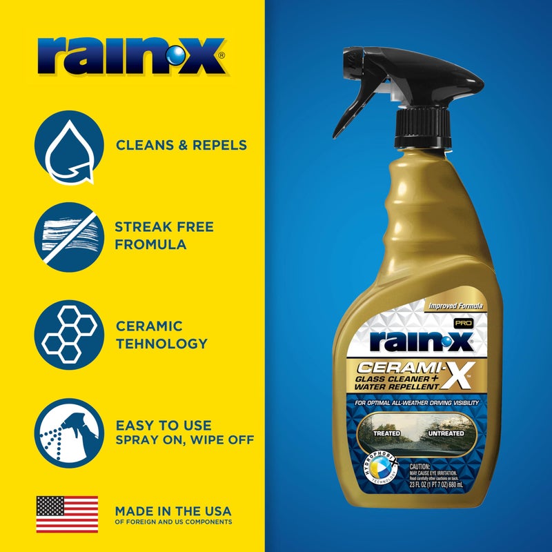 Rain-X 630177SRP Cerami-X Glass Cleaner + Water Repellent, 23oz - Cleaning Effectively While Remaining Streak Free, Protecting Against Contaminants and Stains - Image 2