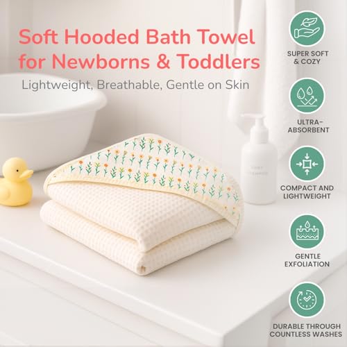 TIDY SLEEP Waffle Design Baby Bath Towel – Ultra Soft, Highly Absorbent Garden Delight - Image 3