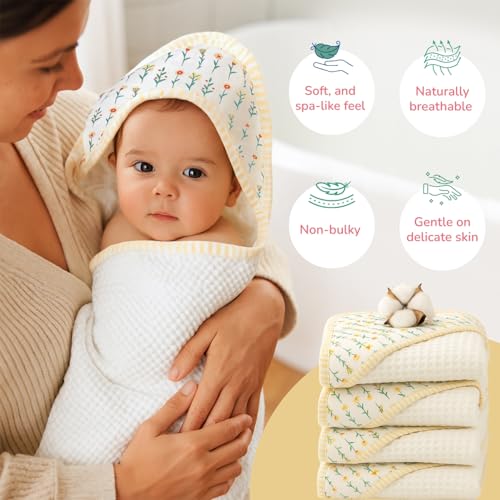 TIDY SLEEP Waffle Design Baby Bath Towel – Ultra Soft, Highly Absorbent Garden Delight - Image 2