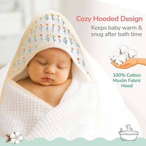TIDY SLEEP Waffle Design Baby Bath Towel – Ultra Soft, Highly Absorbent Garden Delight - Image 4
