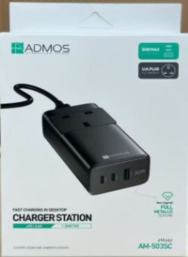 Admos 4 in 1 Fast Chargering in Dasktop Station 1.5 meter