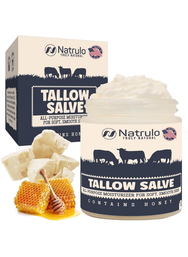 Natrulo - Beef Tallow Salve All Natural Grass Fed Beef Tallow & Honey All Purpose Balm Moisturizing Body Salve Great For Eczema Cracked Dry Itchy Irritated Skin Skin Repair Skincare Made In Usa - Image 1