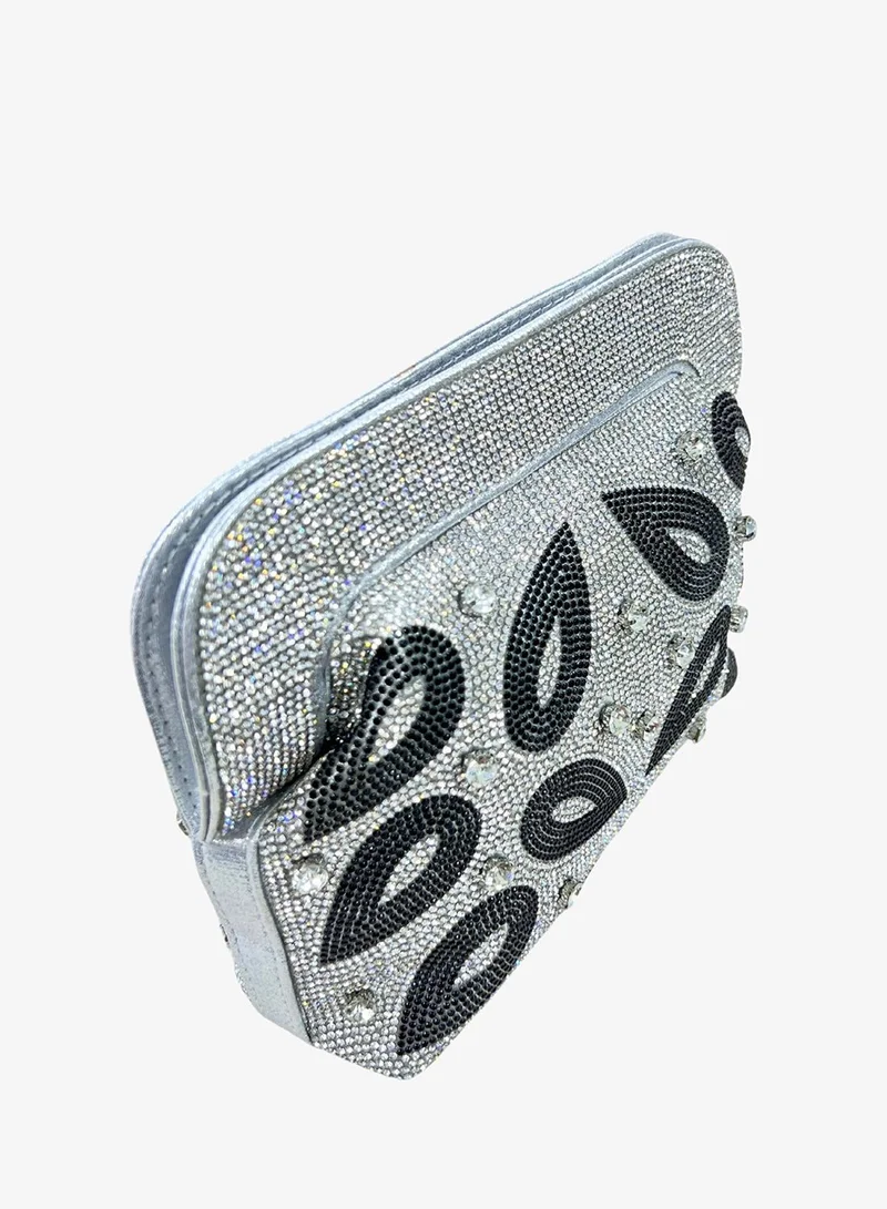Harsha's Glam Clutches Beaded Rhinestone Clutch