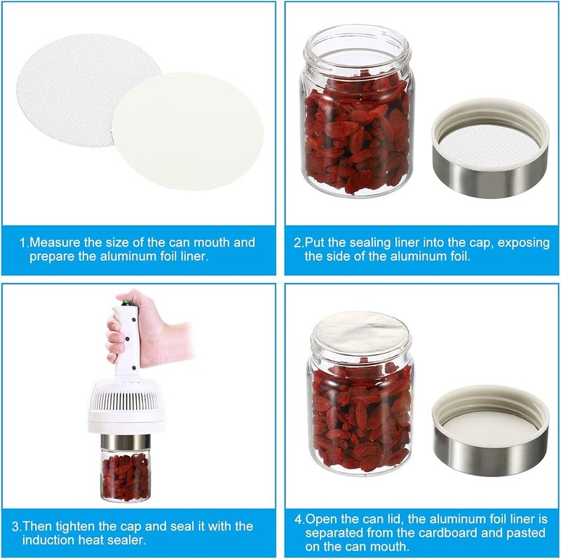 PATIKIL 69mm/2.69" Aluminum Foil Cap Liner, 100pcs Heavy Duty Self Protection Induction Heat Sealer Sealant Liners for Glass Bottle Lid Pot - Image 4
