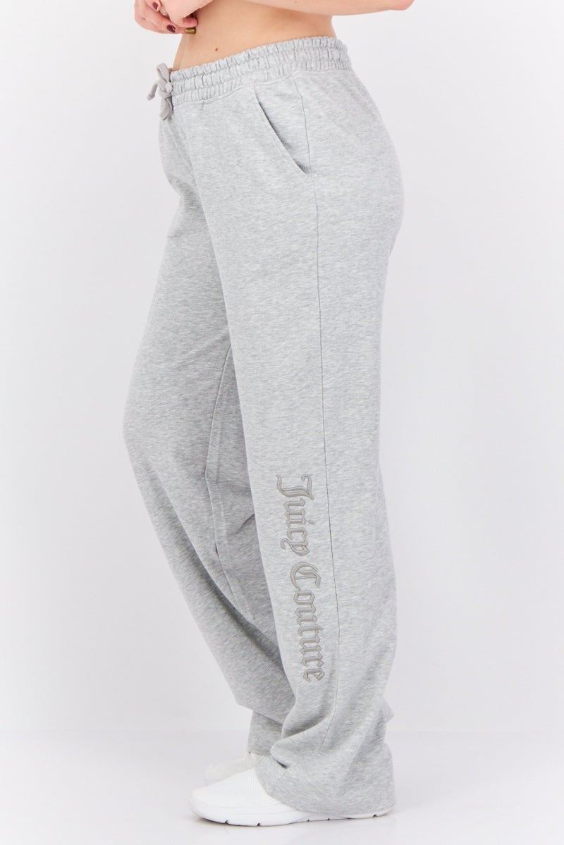 Juicy Couture Women Regular Fit Embroidered Wide Leg Pants, Grey  - Image 2