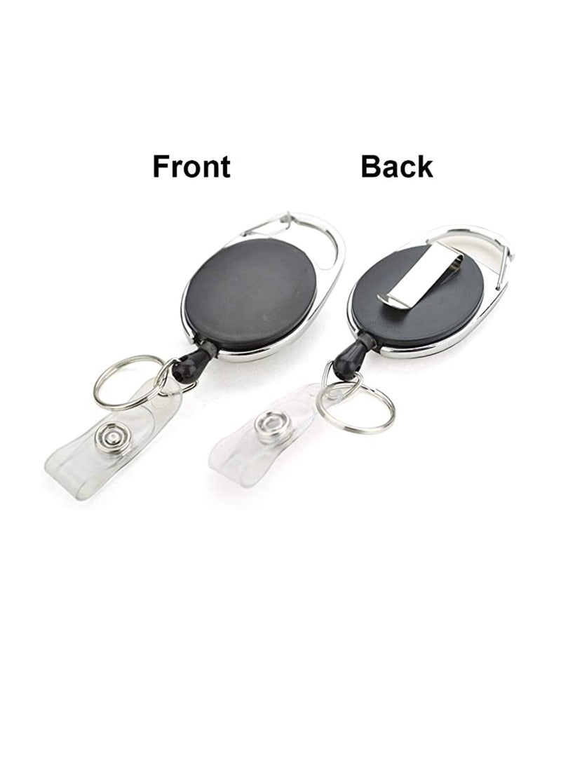 Y&D 4 Packs Retractable Keychain, Badge Holder Reel Clip, Heavy Duty Name Tag ID Card Holder, Keychain Ring Carabiner, Keys Cards Badges, for Hung on Waist, Chest, Backpack, Trouser Pocket - Image 2