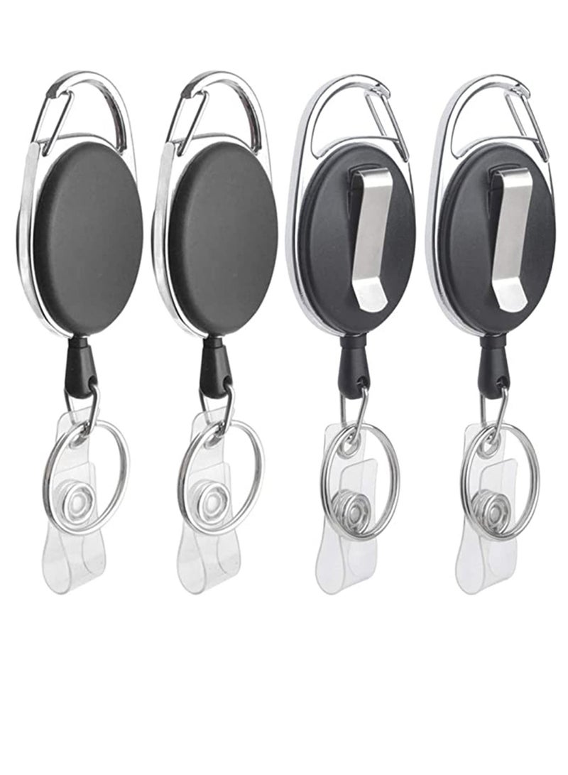 Y&D 4 Packs Retractable Keychain, Badge Holder Reel Clip, Heavy Duty Name Tag ID Card Holder, Keychain Ring Carabiner, Keys Cards Badges, for Hung on Waist, Chest, Backpack, Trouser Pocket - Image 1