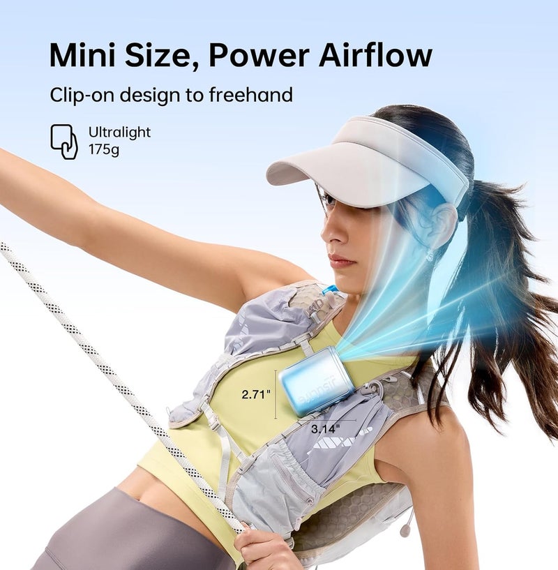 JISULIFE Portable Neck Fan, 100 Adjustable Speeds, 40000 RPM Cooling, Mini Personal Fan Wearable Fan, 4500mAh USB Rechargeable, 16H Runtime, LED Display Gifts for Outdoor, Travel, Camping Blue - Image 5