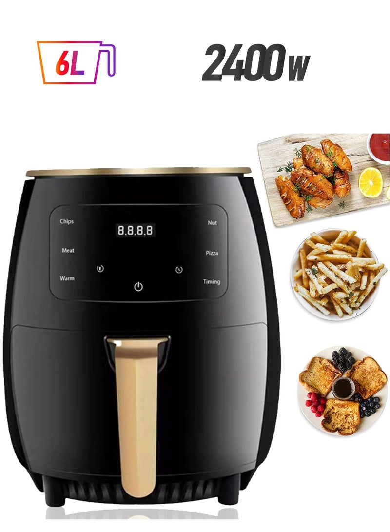 SILVER CREST مقلاة هوائية رقمية متعددة الوظائف من سيلفر كريست، سعة 6 لتر، 2400 واط، لون أسود - Image 1