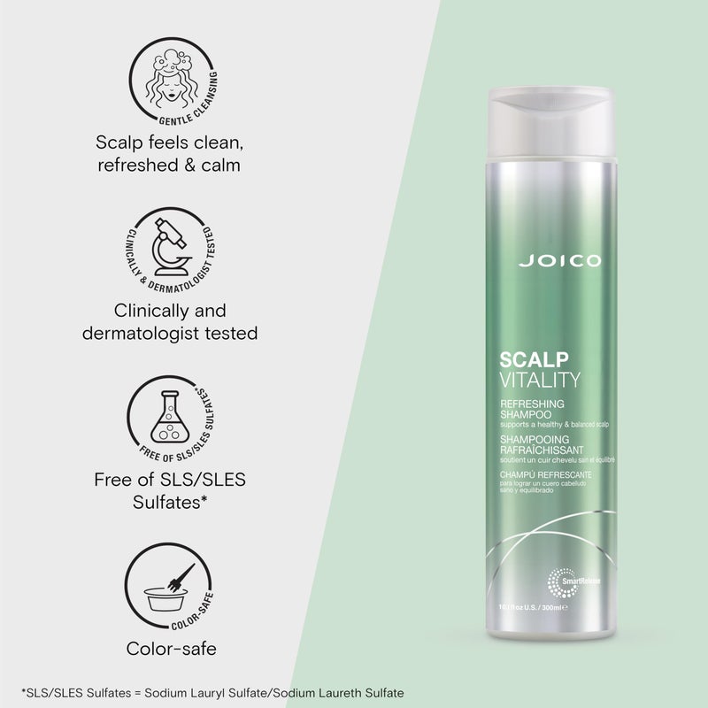 Joico Scalp Vitality Refreshing Shampoo | Supports A Healthy & Balanced Scalp | For Dry, Oily and Itchy Scalp | Leaves Scalp Replenished & Calm | Removes Flakes & Reduces Irritation | 10.1 Fl Oz - Image 3