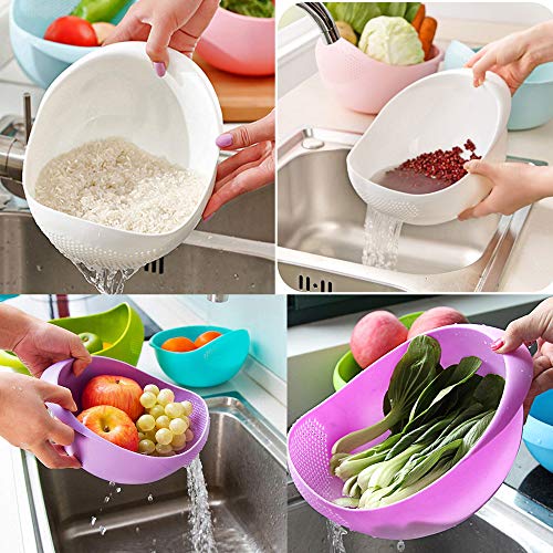 Home Creations Wash Rice Fresh Plastic Colorful Rinse Fruit Vegetables Basin Stainer & Sieve Bowl Drainer Kitchen Basket Good Quality (Assorted Color) - Image 4