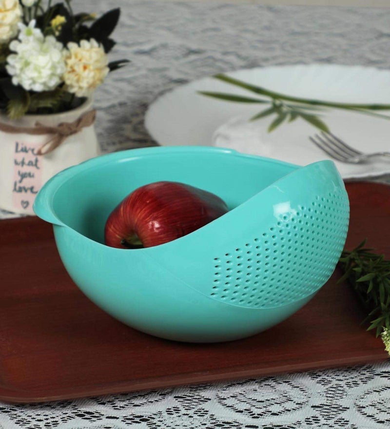 Home Creations Wash Rice Fresh Plastic Colorful Rinse Fruit Vegetables Basin Stainer & Sieve Bowl Drainer Kitchen Basket Good Quality (Assorted Color) - Image 1