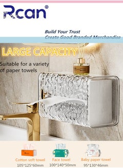 Rcan Acrylic Tissue Box, Tissue Dispenser Dryer Sheet Holder, Clear Water Ripple Tissue Storage, Punch-Free Wall-Mounted Tissue Box, For Bathroom Kitchen Living Room Bedroom Office Car, Desk  - Image 3