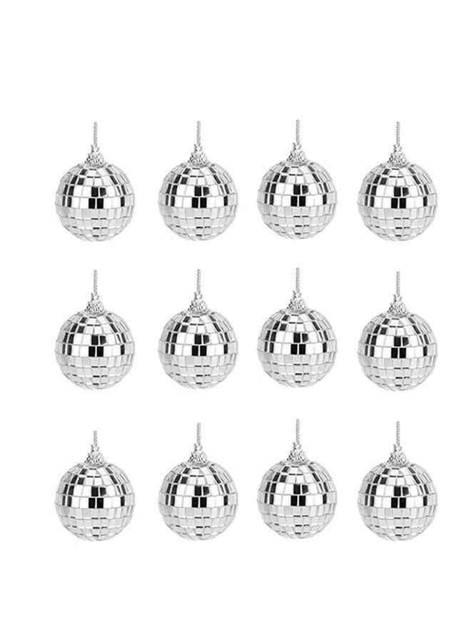 12 PCS Silver Bright Disco Ball Decor, Reflective Mirror Balls with Hanging String for Parties, Birthdays, Weddings, Family Party Decoration  - Image 1