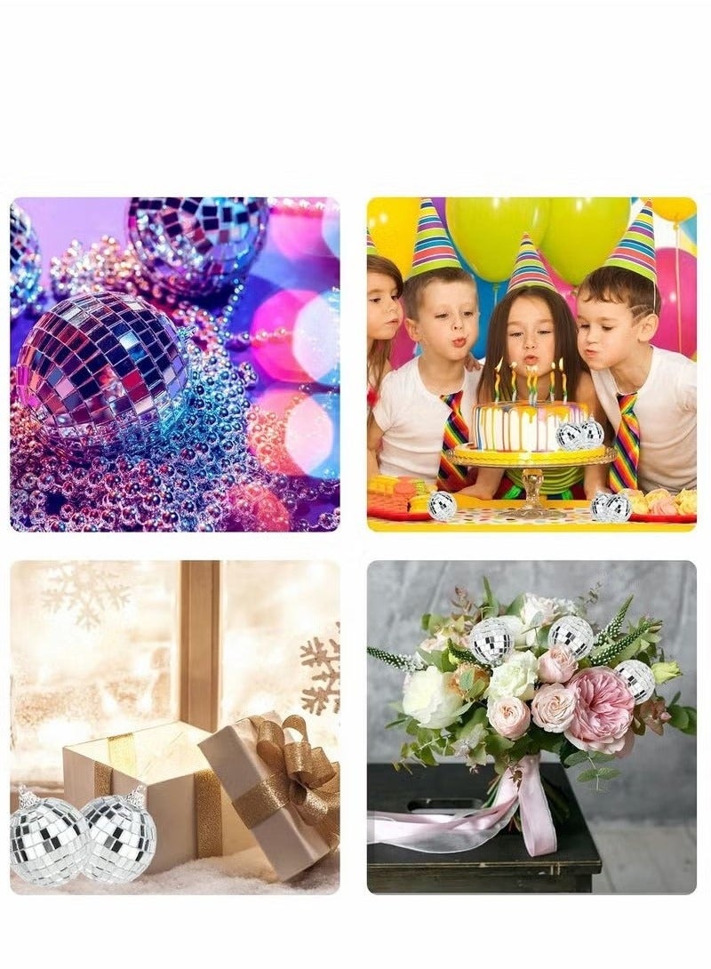 12 PCS Silver Bright Disco Ball Decor, Reflective Mirror Balls with Hanging String for Parties, Birthdays, Weddings, Family Party Decoration  - Image 5
