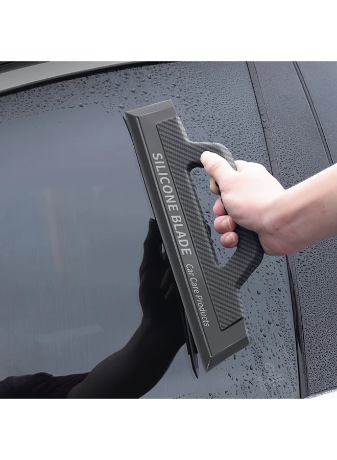 Black Silicone Wiper Blade With Handle For Car Windshield Cleaning And Maintenance - Image 1