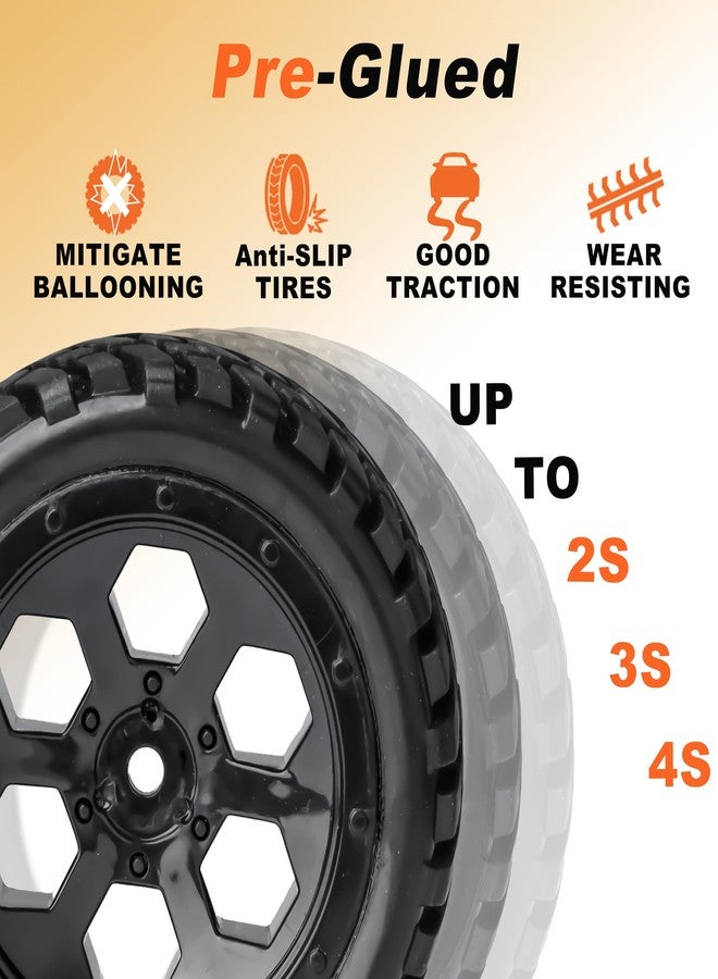 RC Station 12mm Hex RC Wheels and Tires for Hyper Go H16BM H14BM Tires and Wheels 1/14 1/16 with Foam Inserts for Traxxas Wltoys 144001 etc 1/18 RC Car Street Tires Wheels Preglued - Image 3