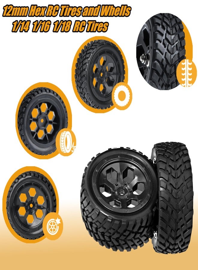 RC Station 12mm Hex RC Wheels and Tires for Hyper Go H16BM H14BM Tires and Wheels 1/14 1/16 with Foam Inserts for Traxxas Wltoys 144001 etc 1/18 RC Car Street Tires Wheels Preglued - Image 5