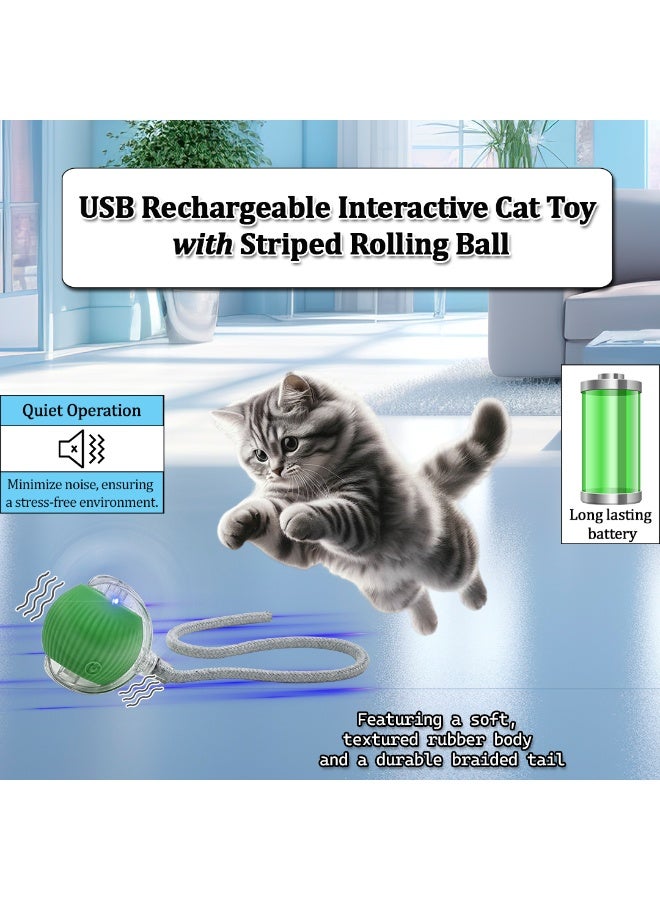 NNC PETS Cat toy with USB rechargeable, Durable Plastic, Long tail, & 3 modes, 37cm Interactive toy ball with LED light, Indoor cat entertainment, Safe cat material with Scratch & Fall resistant, (Green) - Image 4