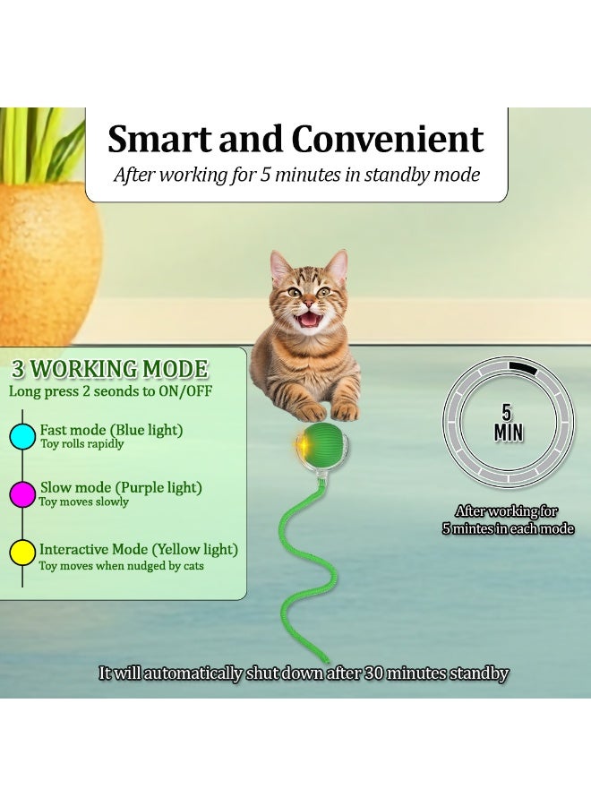 NNC PETS Cat toy with USB rechargeable, Durable Plastic, Long tail, & 3 modes, 37cm Interactive toy ball with LED light, Indoor cat entertainment, Safe cat material with Scratch & Fall resistant, (Green) - Image 5