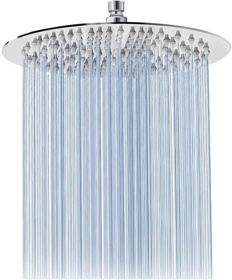 GGStudy Round 12 Inch Stainless Steel Shower Head - Rain Style Shower Head Chrome - Image 1