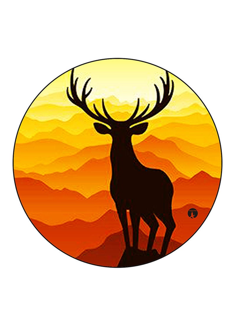 Deer Printed Mouse Pad Round  Multicolour