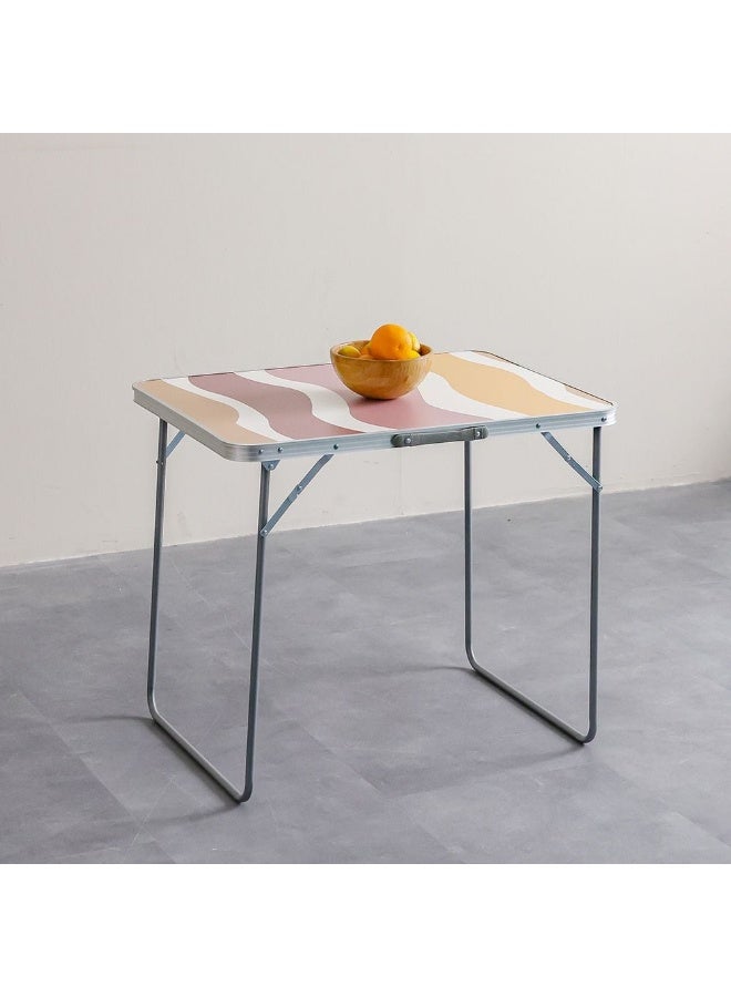 DANUBE HOME Luxury Folding Picnic Table – Marble-Look Top Muted Desert Waves, Portable Outdoor & Garden Dining Table, Easy Fold Storage, Ideal For Bbq, Balcony, Home & Camping 80×60×70 Cm - Image 1