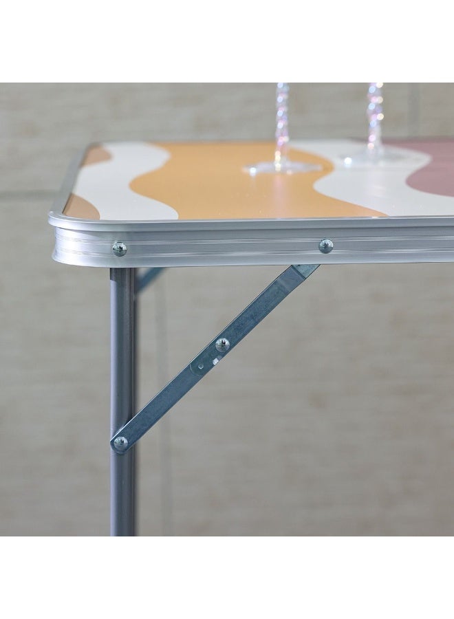 DANUBE HOME Luxury Folding Picnic Table – Marble-Look Top Muted Desert Waves, Portable Outdoor & Garden Dining Table, Easy Fold Storage, Ideal For Bbq, Balcony, Home & Camping 80×60×70 Cm - Image 2