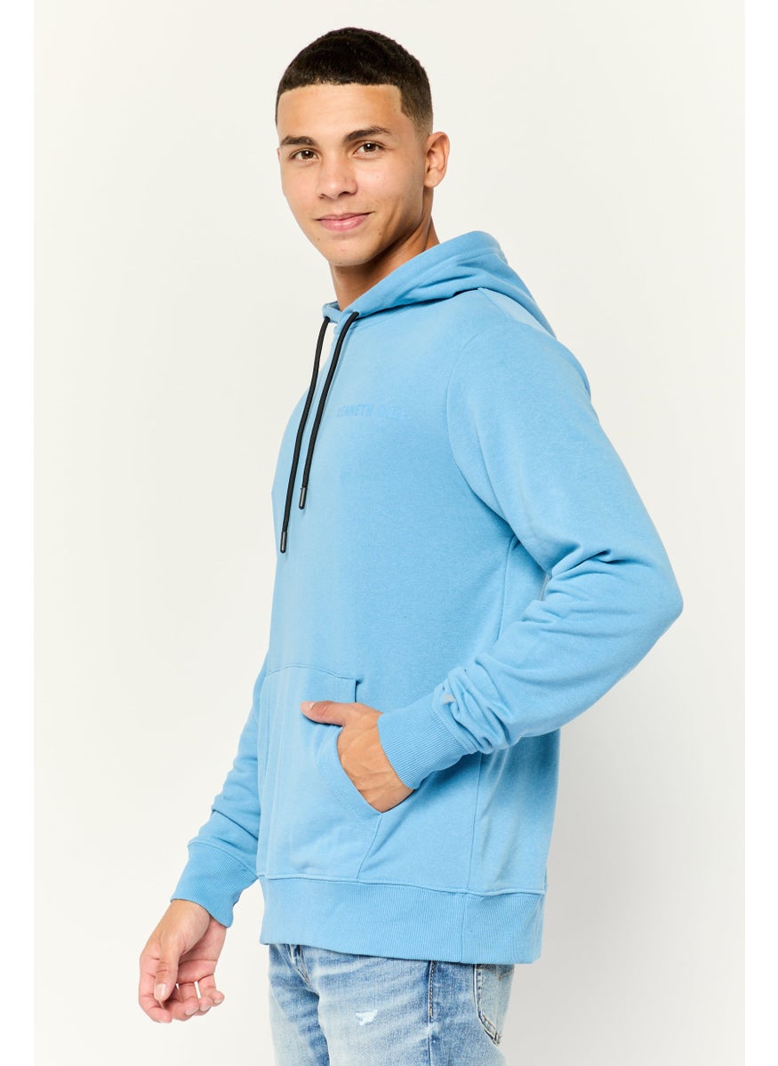Kenneth Cole Men Brand Logo Long Sleeves Hoodies, Light Blue  - Image 2