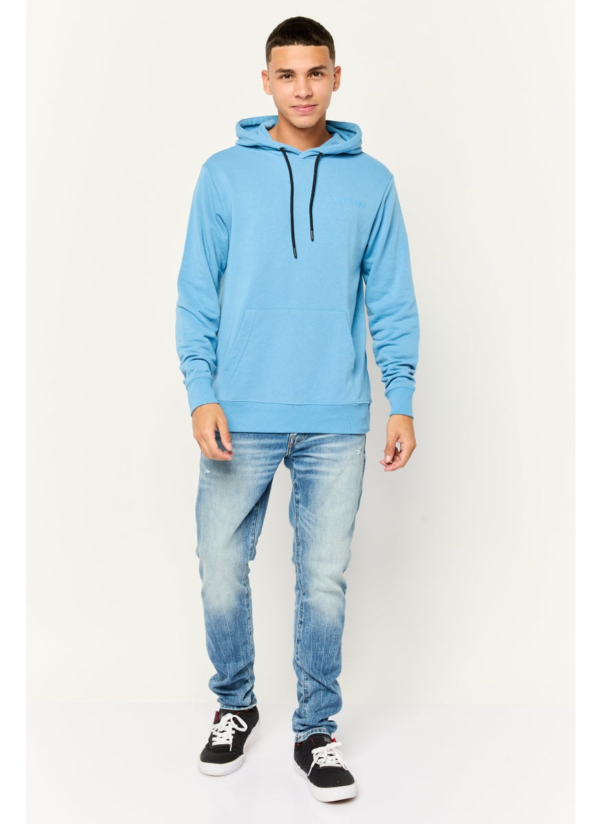 Kenneth Cole Men Brand Logo Long Sleeves Hoodies, Light Blue  - Image 4