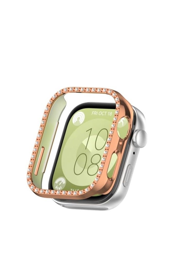 Cover Bling Case Compatible With Huawei Watch Fit 3, Hard PC Frame With Out Screen Only Frame Case, Crystal Diamonds Bumper Cover for Women Girls, Slim Protective gold - Image 2