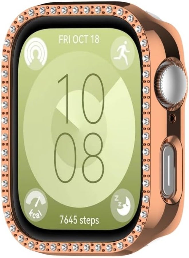 Cover Bling Case Compatible With Huawei Watch Fit 3, Hard PC Frame With Out Screen Only Frame Case, Crystal Diamonds Bumper Cover for Women Girls, Slim Protective gold - Image 3