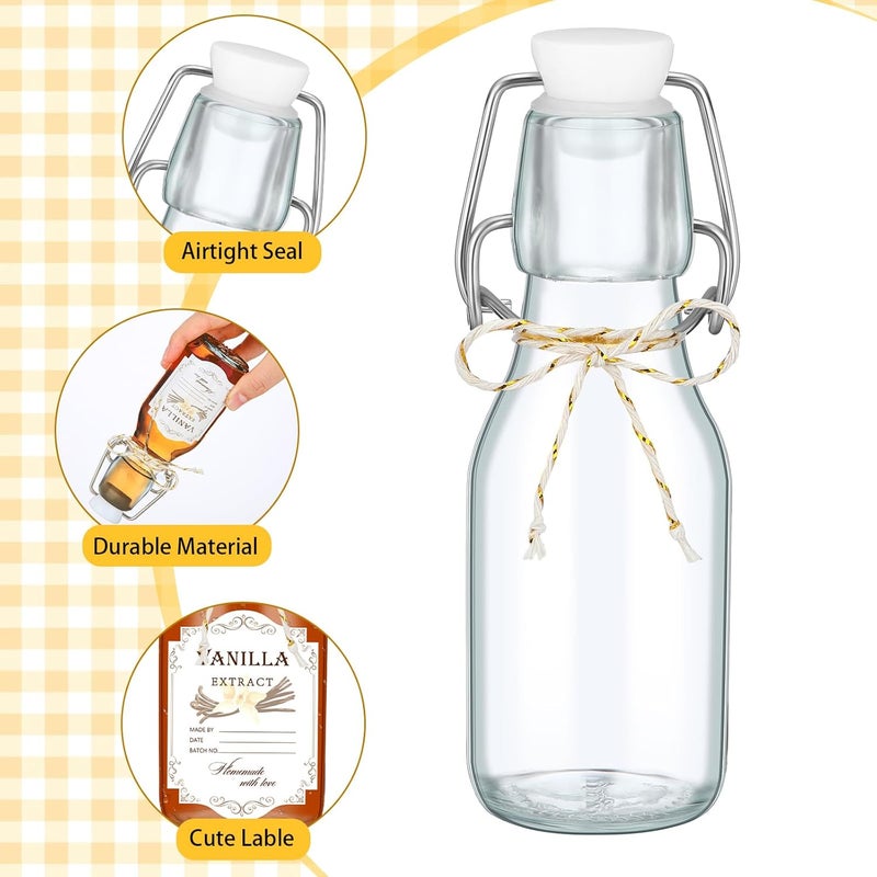 Queekay زجاجات زجاجية صغيرة بسعة 4 أونصات من كويكاي - عبوة 20 قطعة لاستخراج الفانيليا وزيت الزيتون المنزلي مع أغطية محكمة الإغلاق وملصقات لحفلات الزفاف وحفلات استقبال المواليد - بني 120 مل - Image 3