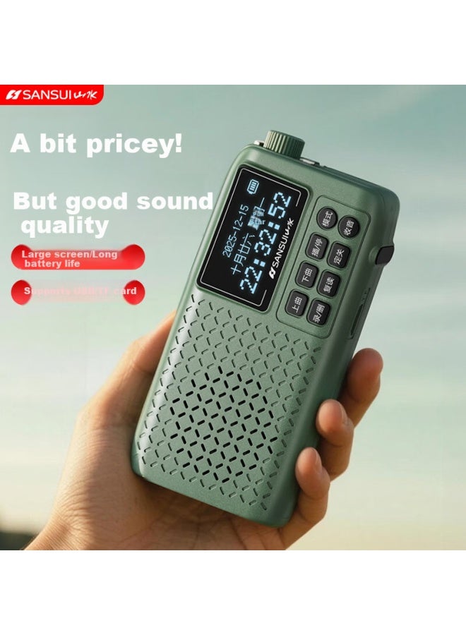 Sansui Wireless Bluetooth Speaker Tf Card High-quality Outdoor Portable Home Mini Speaker Fm Radio Elderly Radio Player V59 Armor Green - Image 2