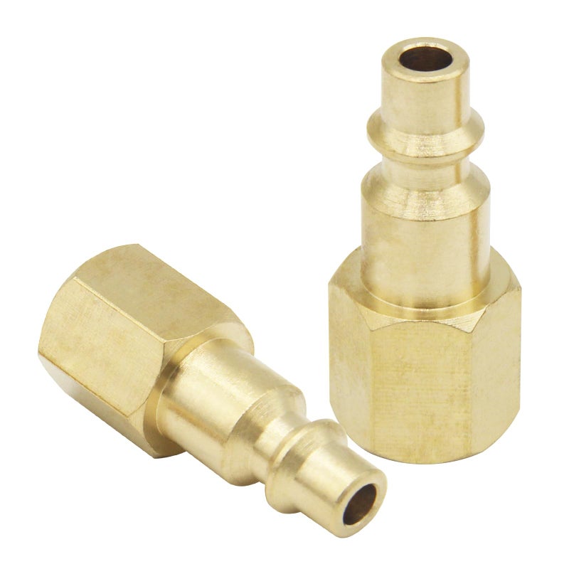 Qolekog Air Hose Fittings 14 inch NPT Female Thread Air Plug Air Compressor Quick Connect Fittings Durable Solid Brass 300Psi Industrial Type D 2 Piece