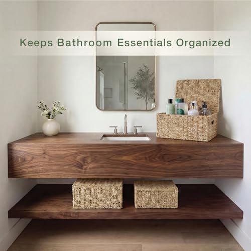 84ECO Set of 3 Seagrass Storage Baskets with Lid - Image 3