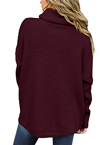 DOROSE Sweaters for Women Fall Winter Warm Turtleneck Long Sleeve Pullover Sweater Burgundy M - Image 4