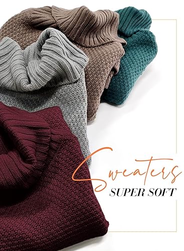 DOROSE Sweaters for Women Fall Winter Warm Turtleneck Long Sleeve Pullover Sweater Burgundy M - Image 5