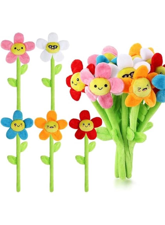 زد جوي 10 قطع من القطيفة المحشوة على شكل زهرة مبتسمة قابلة للانحناء، لعبة باقة زهور ناعمة 12.6 انش للكريسماس 2025 وعيد الام والصديقة والزوجة (نمط لطيف) - Image 1