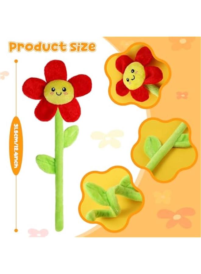 زد جوي 10 قطع من القطيفة المحشوة على شكل زهرة مبتسمة قابلة للانحناء، لعبة باقة زهور ناعمة 12.6 انش للكريسماس 2025 وعيد الام والصديقة والزوجة (نمط لطيف) - Image 2