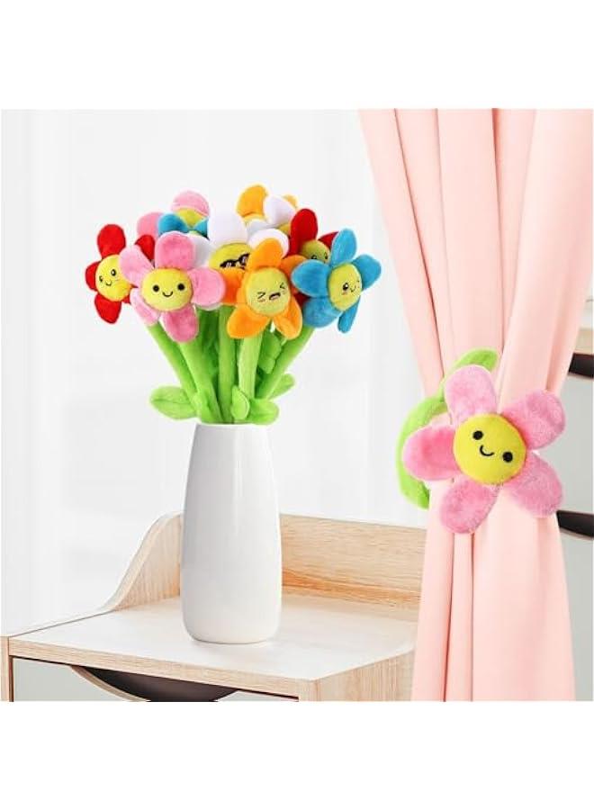 زد جوي 10 قطع من القطيفة المحشوة على شكل زهرة مبتسمة قابلة للانحناء، لعبة باقة زهور ناعمة 12.6 انش للكريسماس 2025 وعيد الام والصديقة والزوجة (نمط لطيف) - Image 3