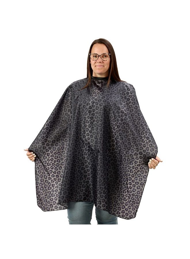 Plum Hill Waterproof Salon Hair Cut Cape - Black Leopard Hair Cutting Cape with Adjustable Neck for Women - Shampoo Cape for Stylists, Cosmetology, Barbers - Image 2