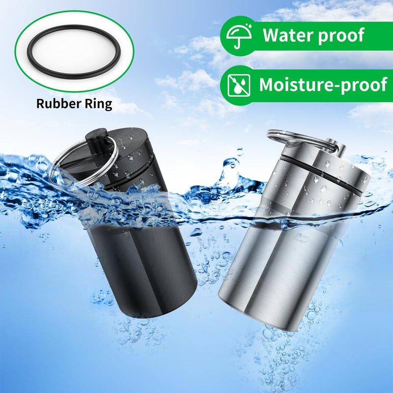 Urekt Portable Pill Case Keychain (2 Pack), Large Waterproof Aluminum Pill Box for Round Glucose Tablets & Critical Medicine, Small Pill Holder Travel Pill Container Bottle with Carabiners - Image 4