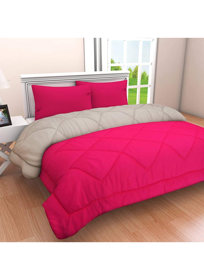 Jaipur Prints Soft Reversible Microfibre Single DuvetRazaiComforter Pink Grey  - Image 1