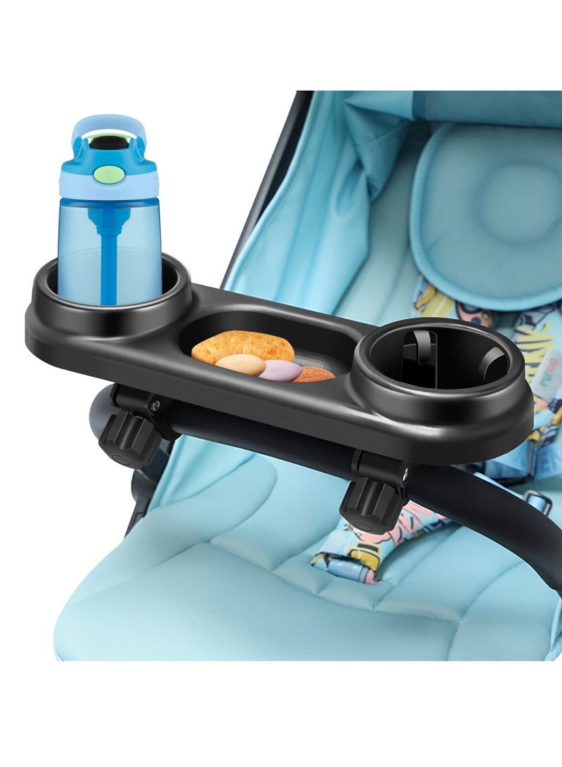 KASTWAVE Stroller Snack Tray with Cup Holder, Universal Stroller Snack Attachment, Upgraded Removable Non-Slip Grip Clip for Stroller Bar, Large Capacity - Image 1