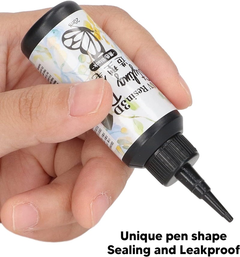 3D Resin Liner, 3D Printing Resin, Lightweight Pen Shape Styling Pen Fast Curing 20ml Capacity for Outlining for Tracing for Home (Black) - Image 1